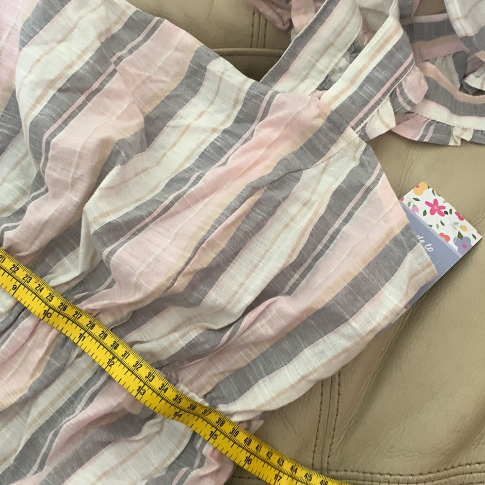 Madison Grey Striped Ruffle Dress cotton summer Sunday size XL boho - Picture 14 of 15